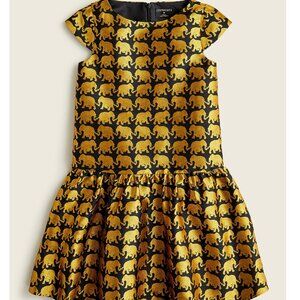 J.Crew Crewcuts Girls Elephant Print Dress – Size 6 - Navy Blue + Metallic Gold